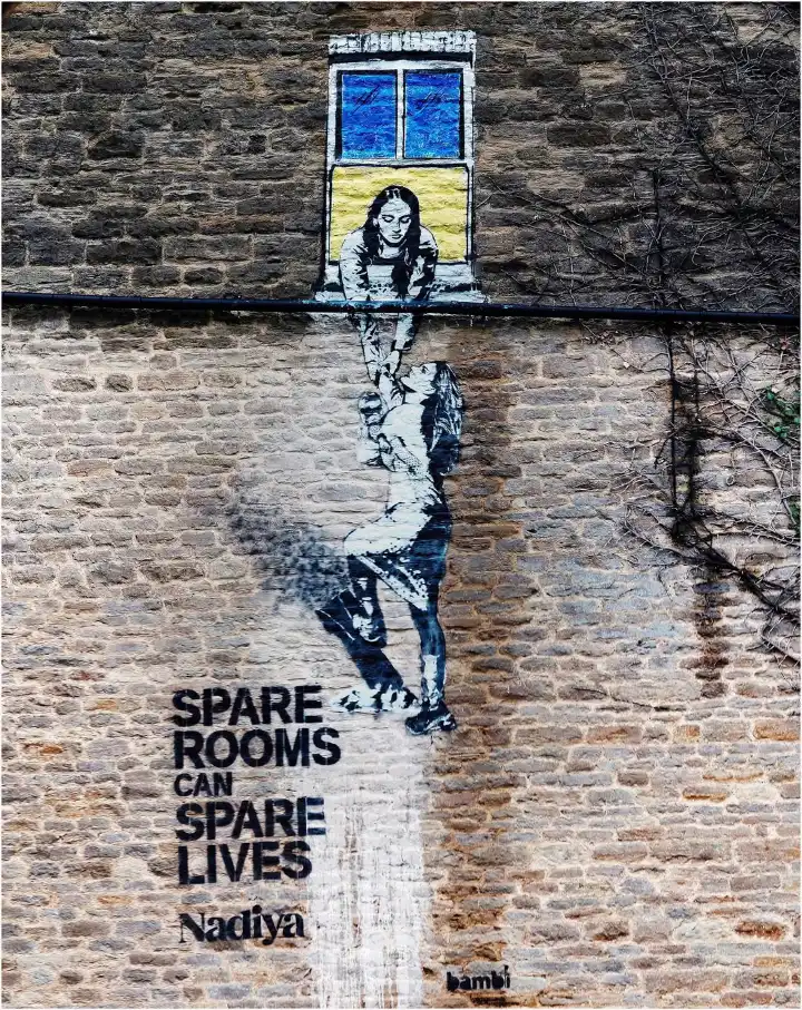 A full picture of the graffiti in Milton Keynes in support of the Nadiya charity