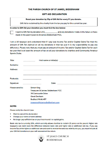 Gift aid form image