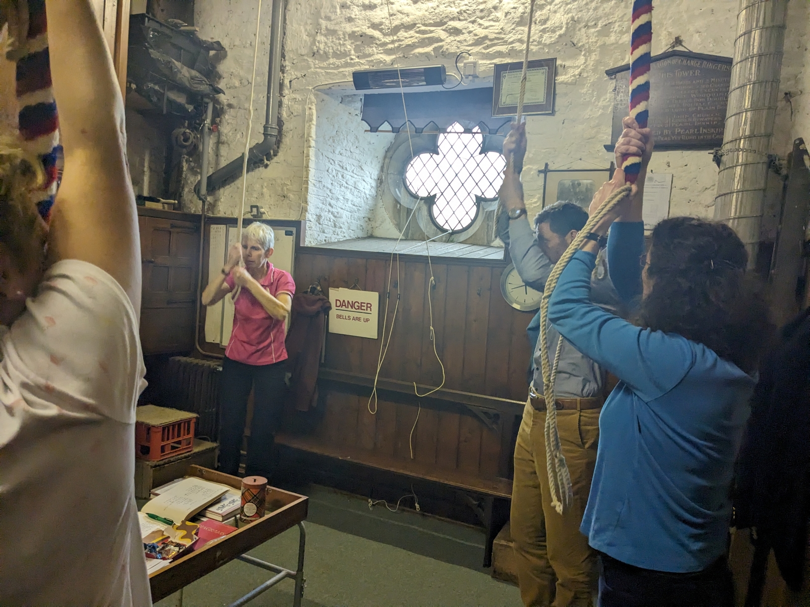 Bell ringing in the Church of St James, Biddenham